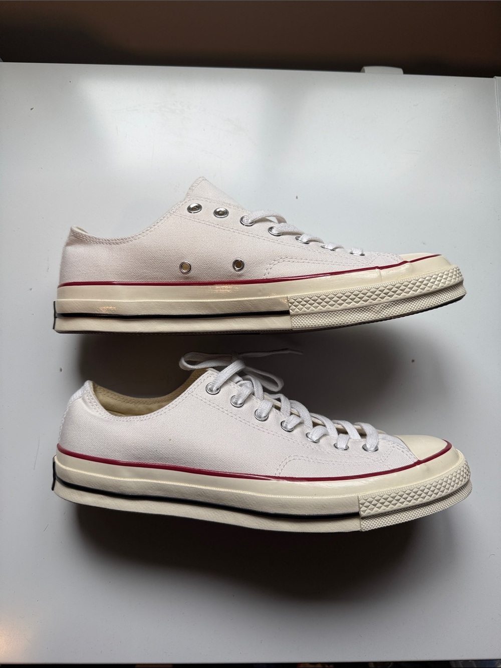 Converse Low-Top Canvas Sneakers - White with Red Trim